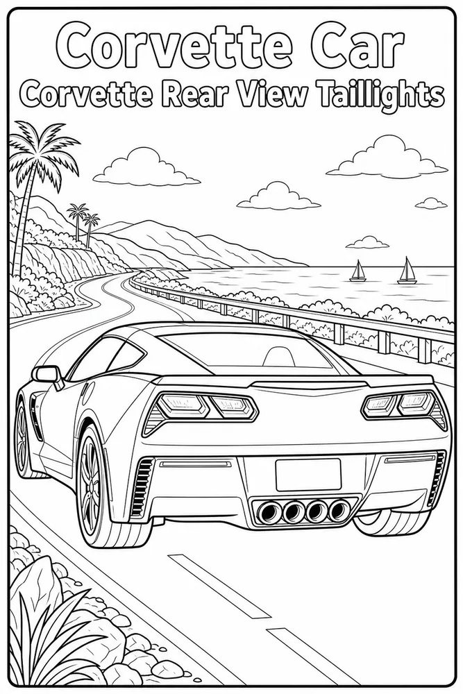 Corvette Car Corvette Rear View Taillights printable coloring page