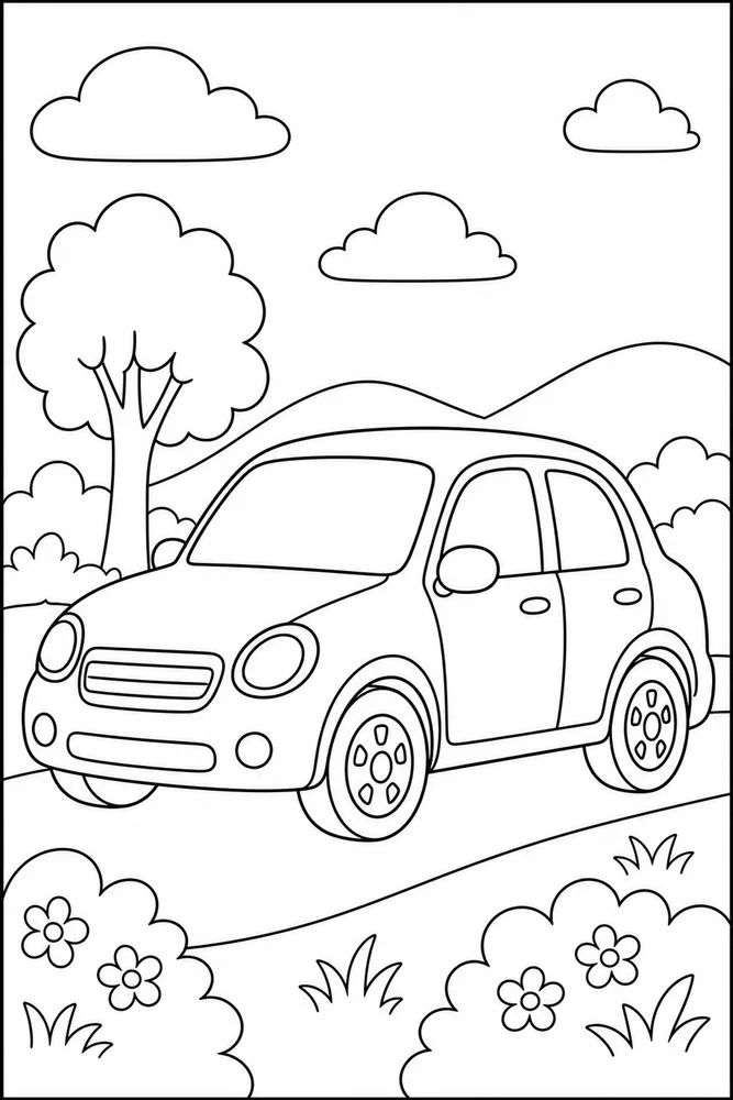 Easy Car Easy Beginner Page coloring page