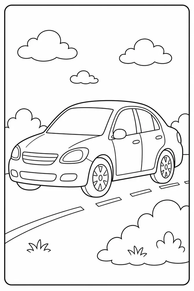 Easy Car Large Border coloring page