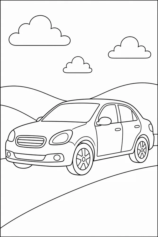 Easy Car Open Background coloring page
