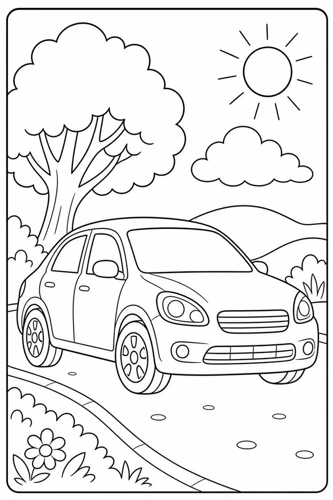 Easy Car Two Big Shapes coloring page