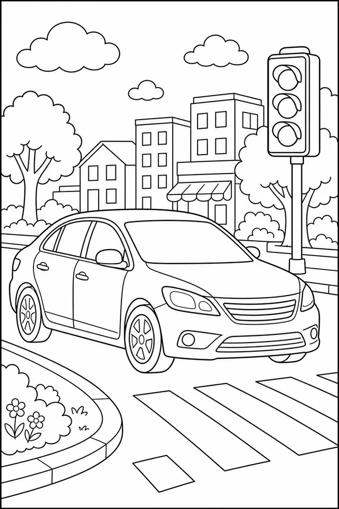 Kids Car Traffic Light Without Text coloring page