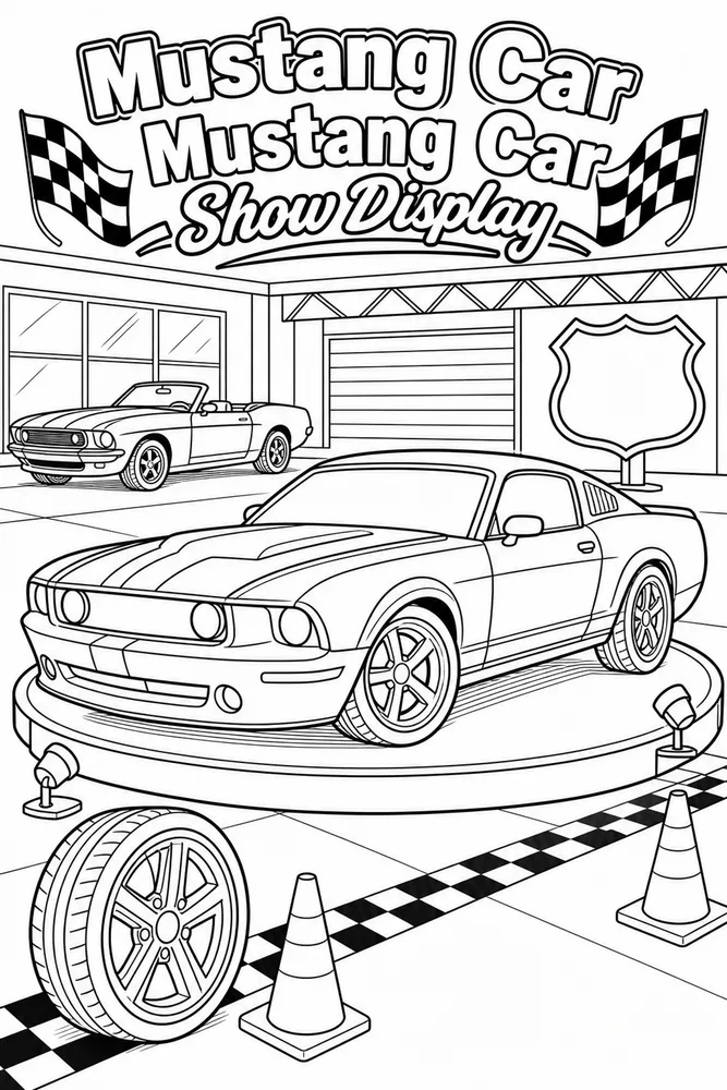 Mustang Car Mustang Car Show Display printable coloring page