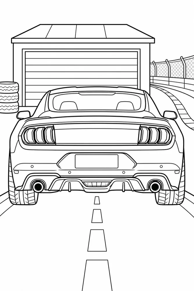 Mustang Car Mustang Rear View Taillights printable coloring page