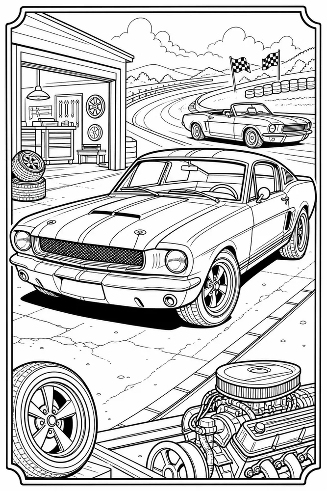 Mustang Car Mustang Vintage Poster Style printable coloring page