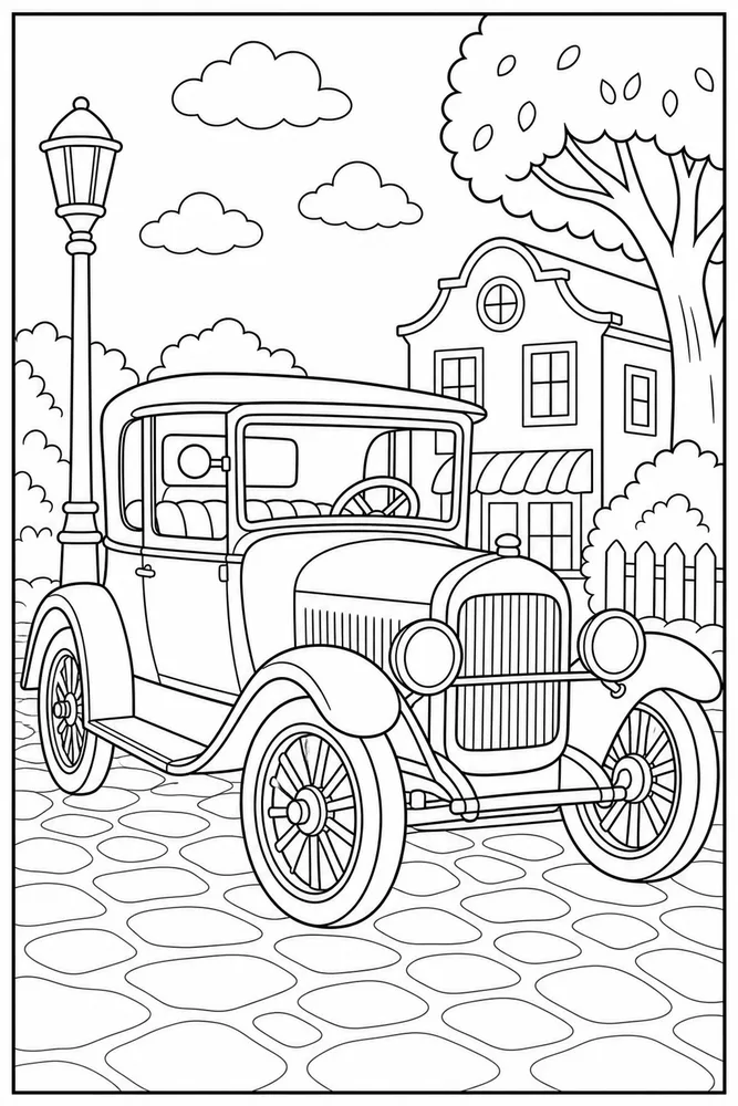 Old Car Classic Wheel Detail coloring page