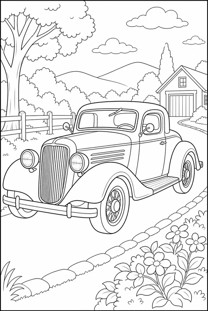 Old Car Rust Free Restoration coloring page