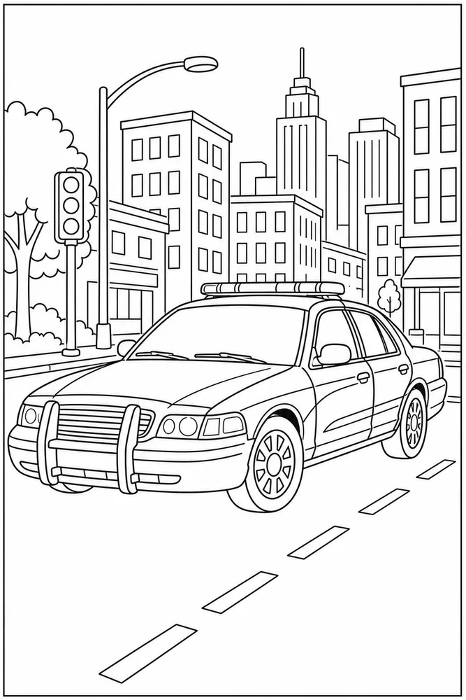 Police Car City Patrol coloring page