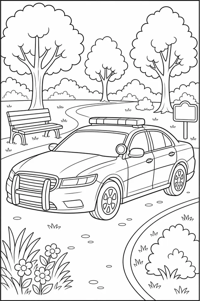 Police Car Park Patrol coloring page