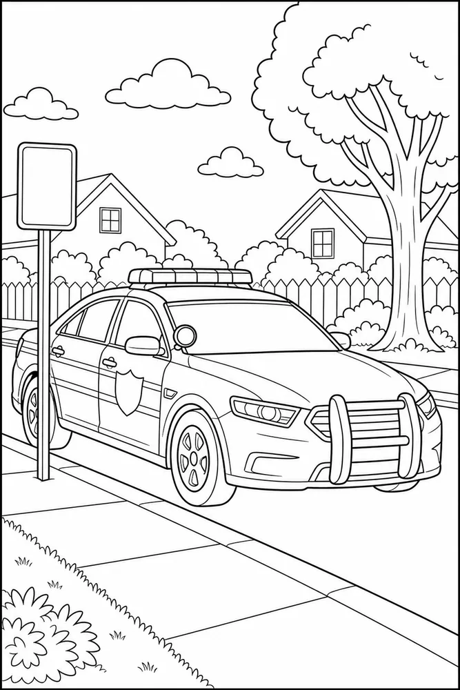 Police Car Safe Parking coloring page