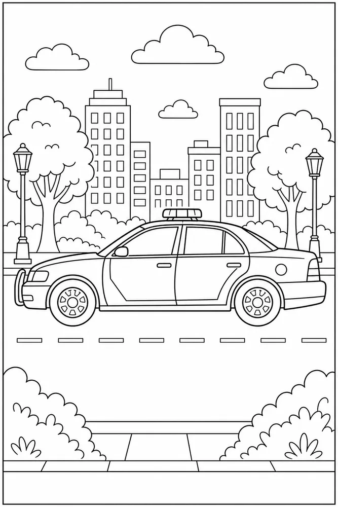 Police Car Side View Patrol coloring page