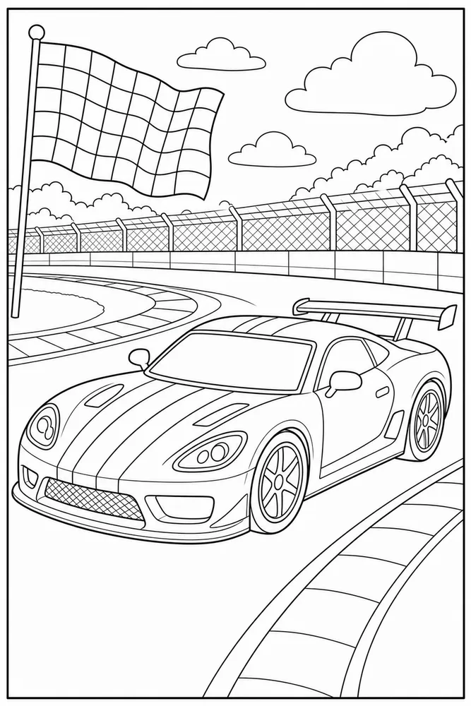 Race Car Checkered Flag Without Text coloring page