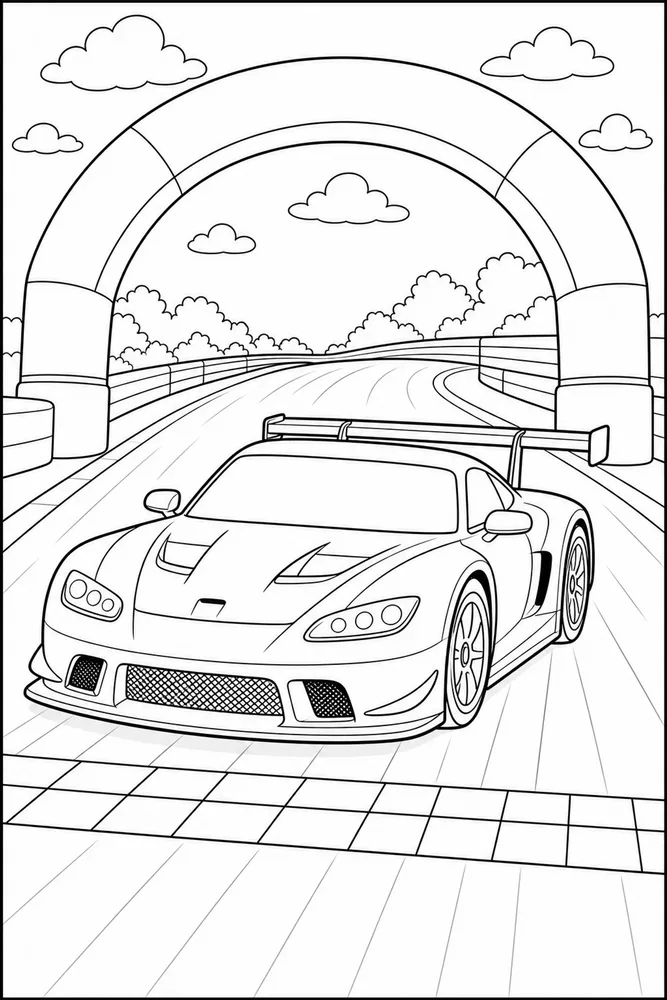 Race Car Finish Arch Without Words coloring page