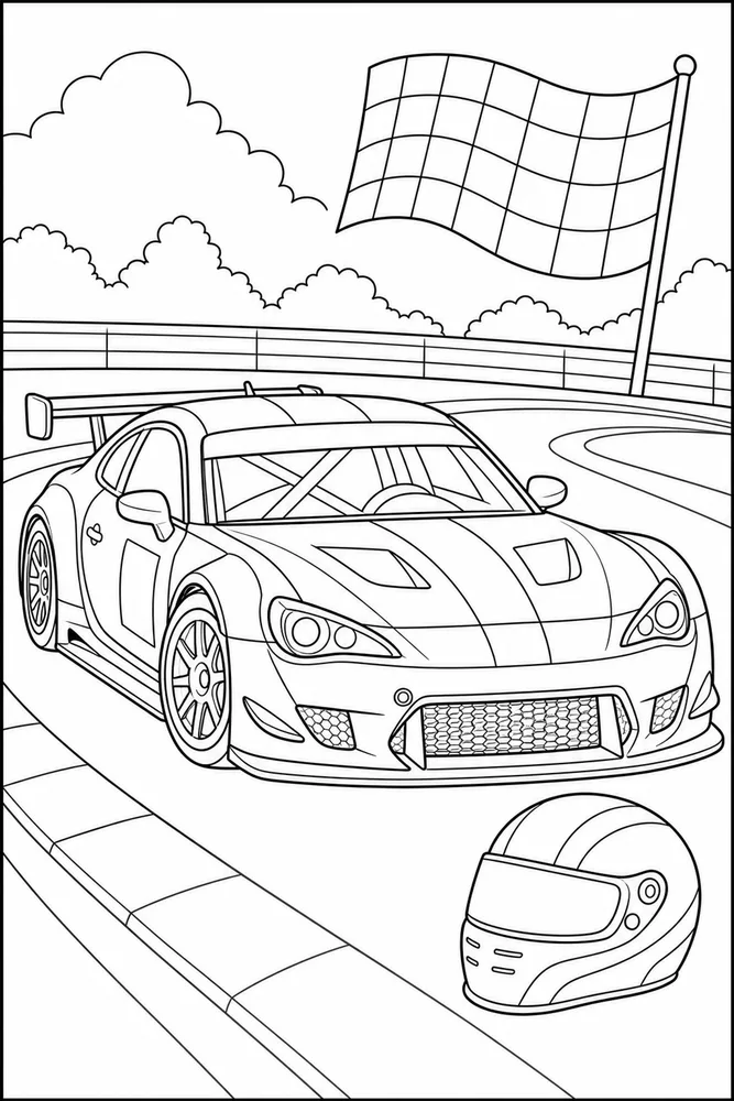 Race Car Racing Helmet Prop coloring page