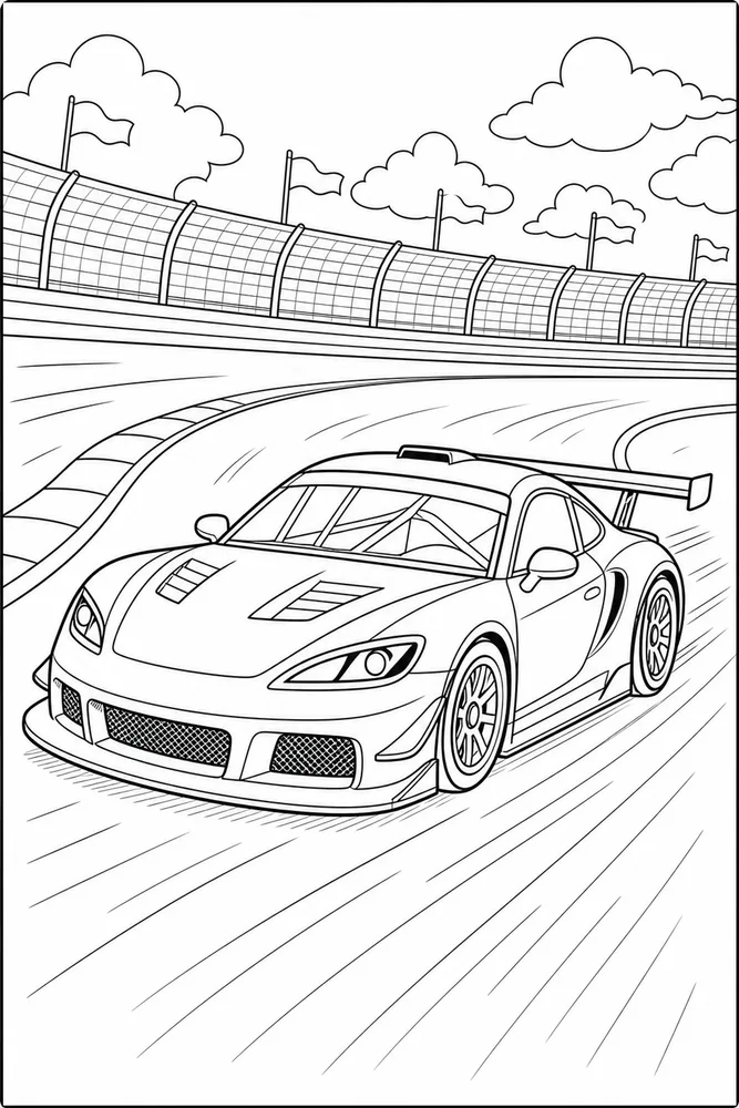 Race Car Speedway Bend coloring page