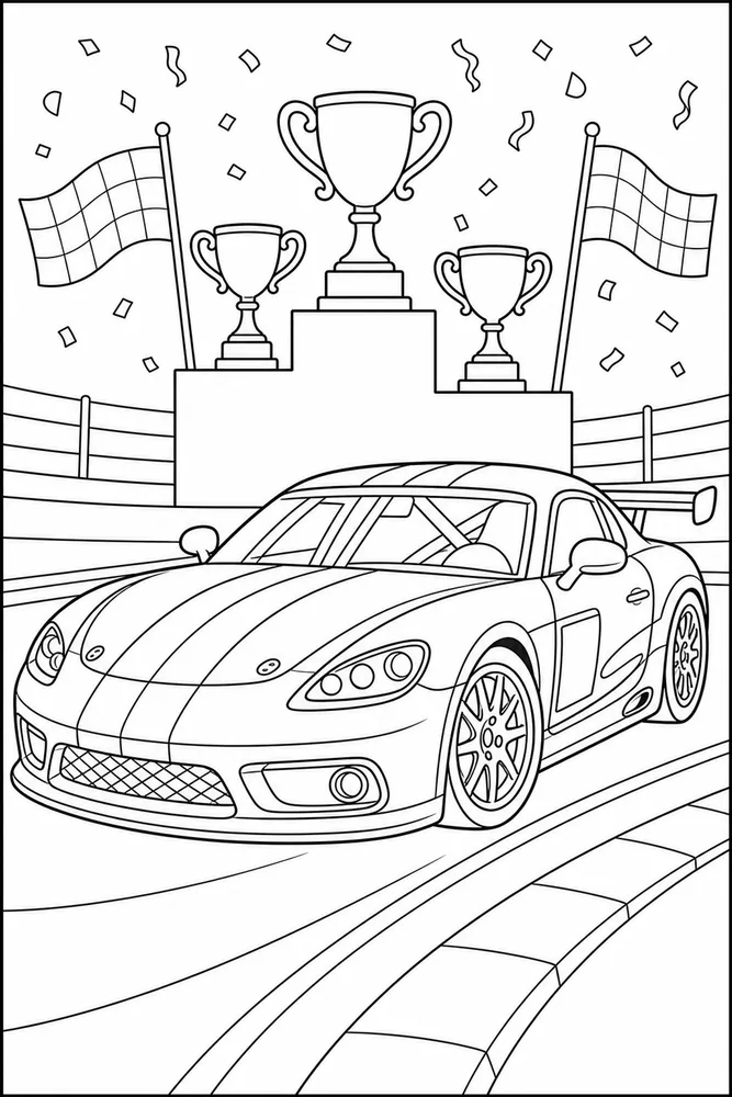 Race Car Trophy Stand Without Text coloring page