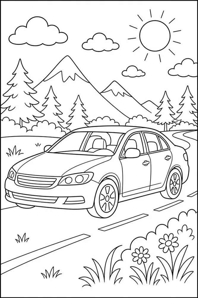 Simple Car Clear Silhouette coloring page