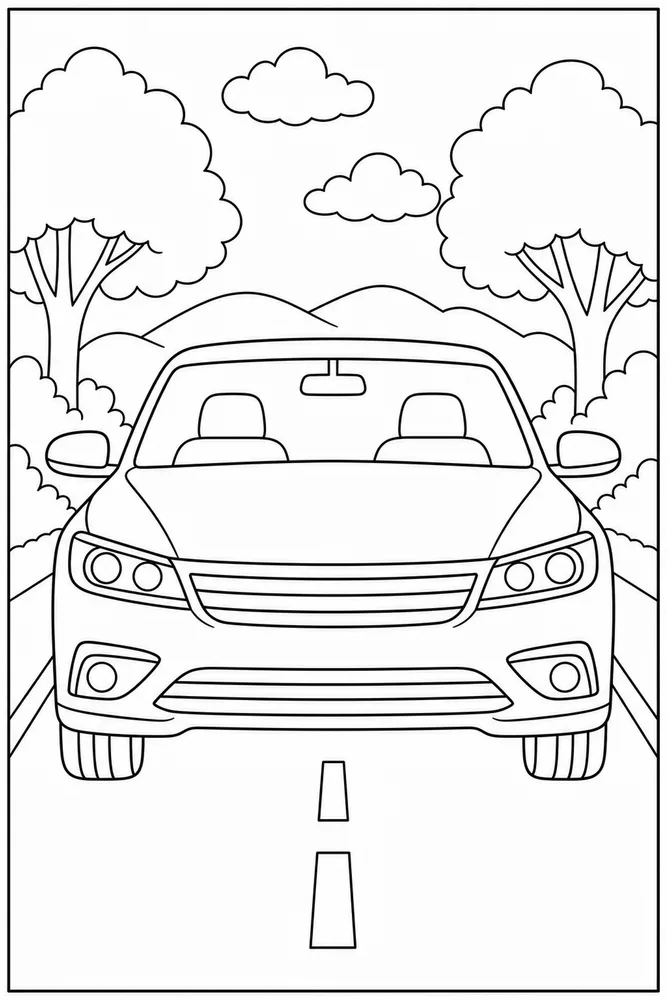 Simple Car Front View coloring page