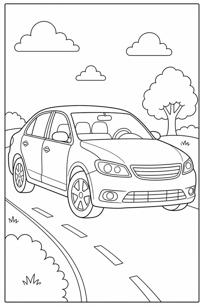 Simple Car Large Object coloring page