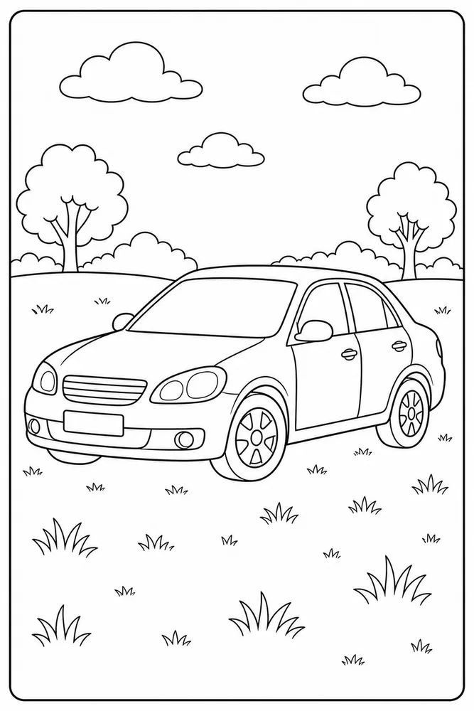 Simple Car Plain Meadow coloring page