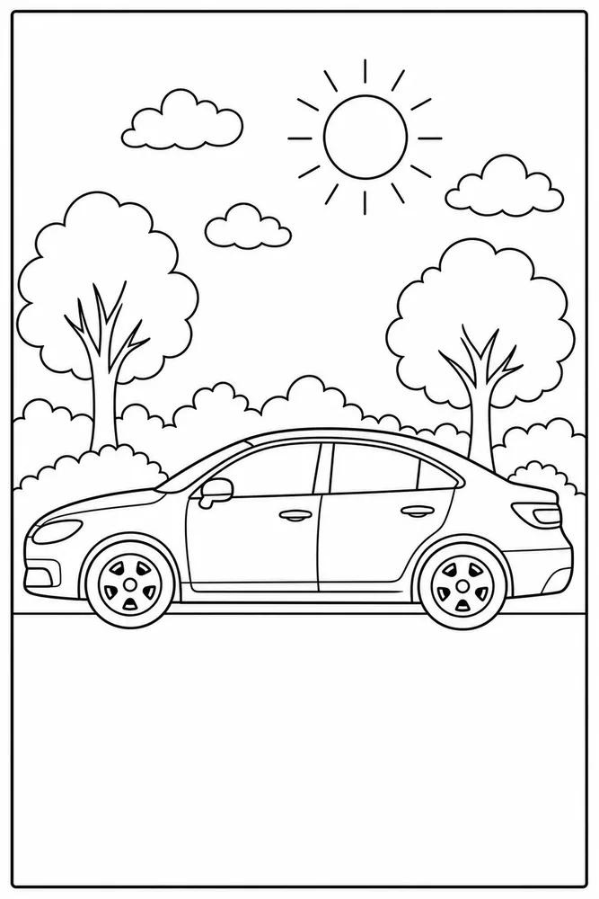 Simple Car Side Profile coloring page