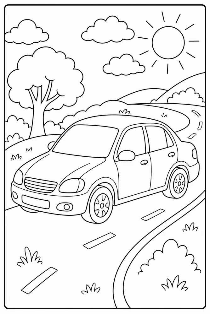 Simple Car Simple Border coloring page