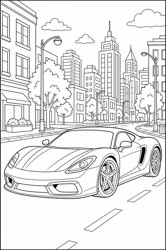 Sports Car City Street coloring page