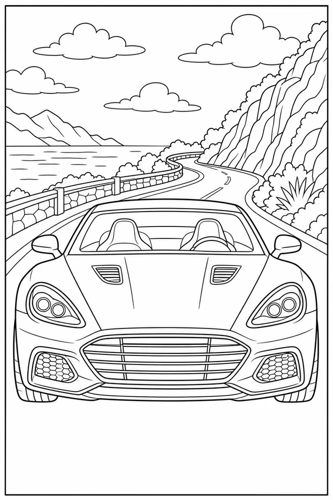 Sports Car Front View Grill coloring page