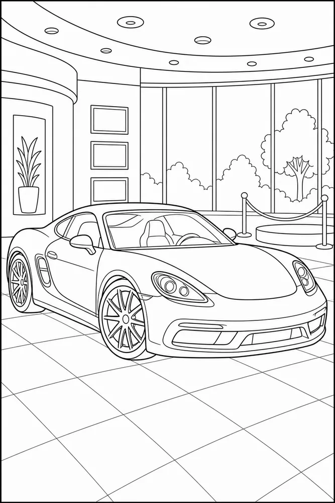 Sports Car Showroom Floor coloring page