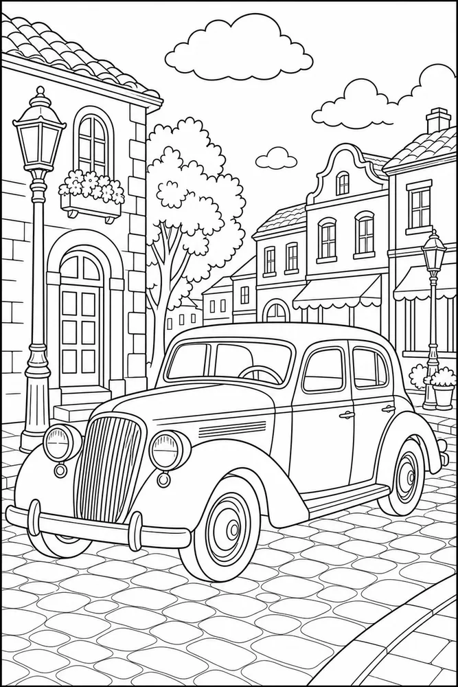 Vintage Car Vintage Street coloring page
