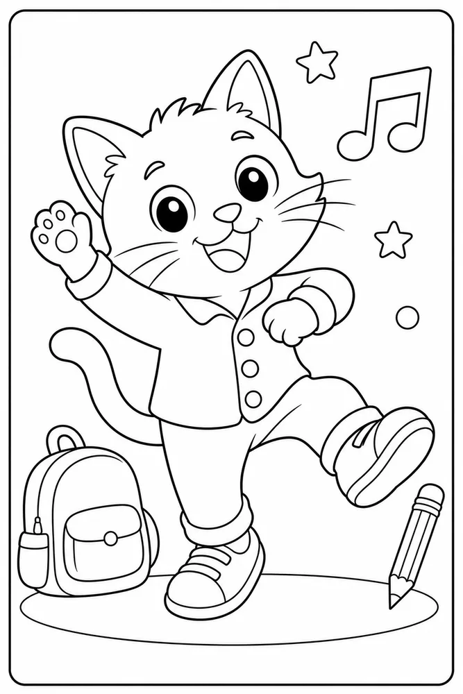 Pete Cat Blue Cat Dancing Pose printable coloring page