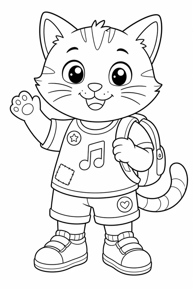 Pete Cat Blue Cat Simple Portrait printable coloring page