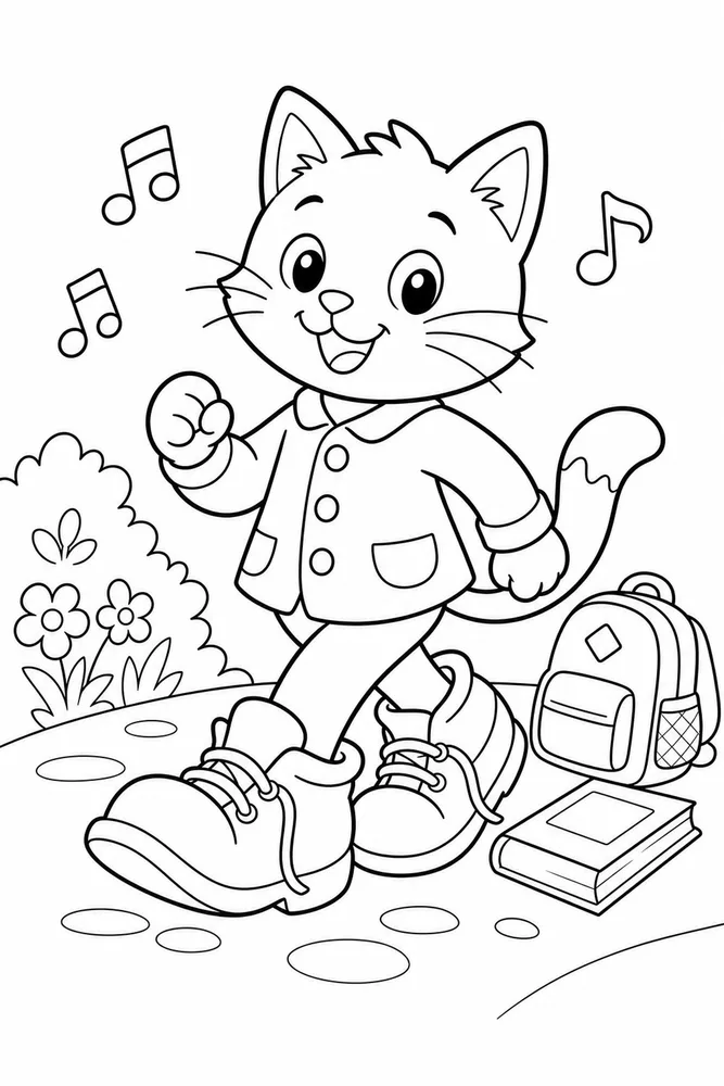 Pete Cat Blue Cat Walking Shoes printable coloring page
