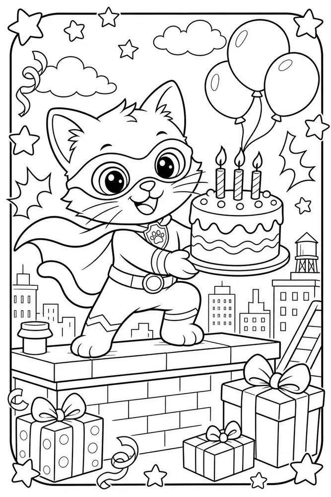 Super Kitty Super Kitty Birthday Rescue printable coloring page