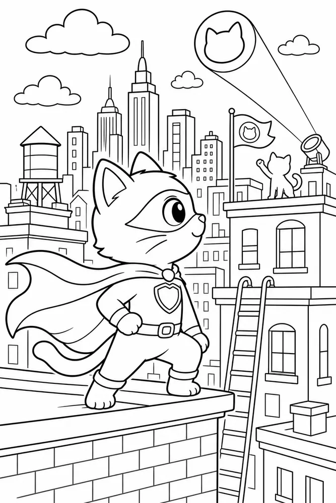 Super Kitty Super Kitty Cape Hero Pose printable coloring page