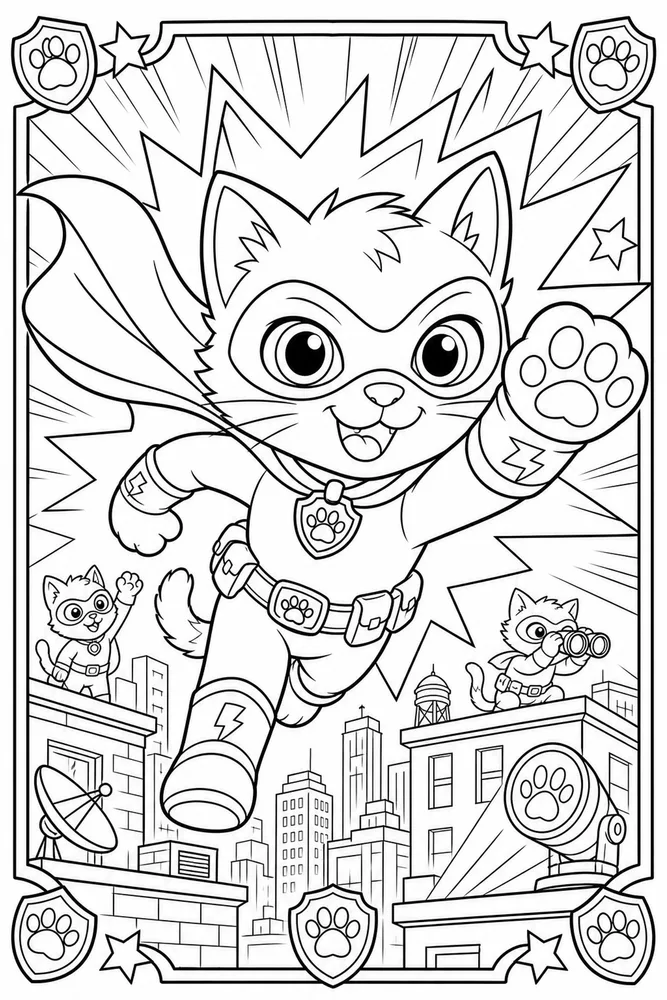 Super Kitty Super Kitty Comic Burst Action printable coloring page