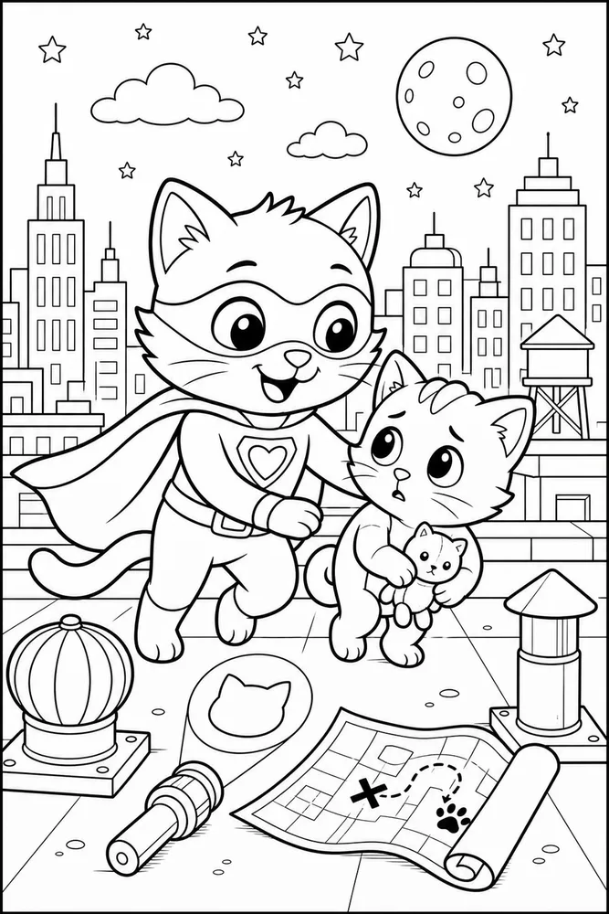 Super Kitty Super Kitty Helping Lost Kitten printable coloring page