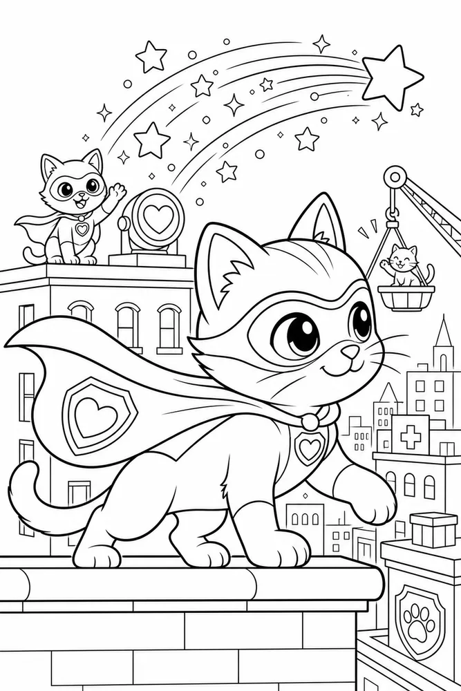 Super Kitty Super Kitty Magic Sparkle Trail printable coloring page