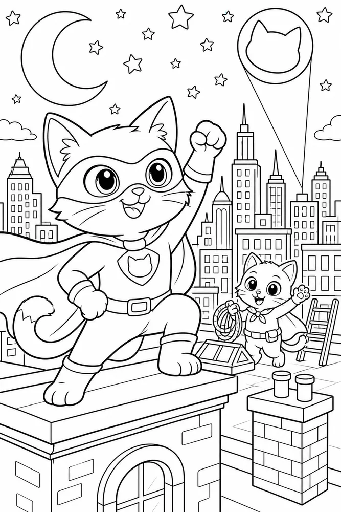 Super Kitty Super Kitty Night Patrol printable coloring page