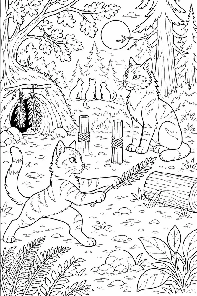 Warrior Cat Apprentice Cat Training Clearing printable coloring page