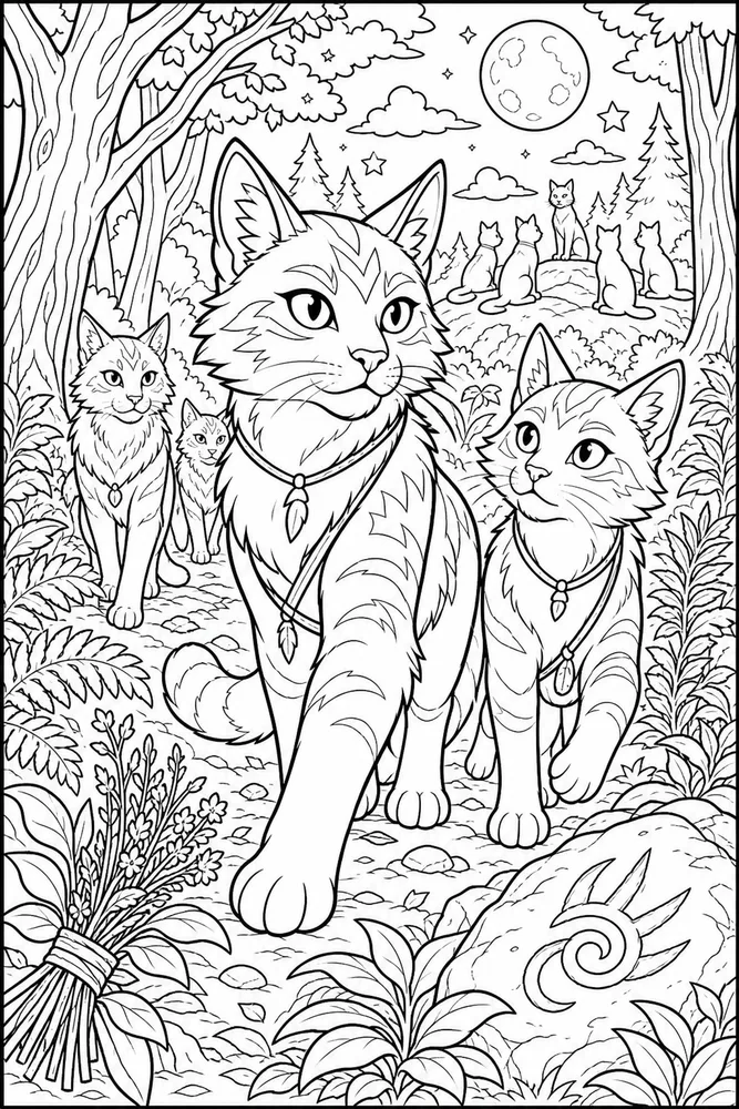 Warrior Cat Forest Warrior Cat Patrol printable coloring page