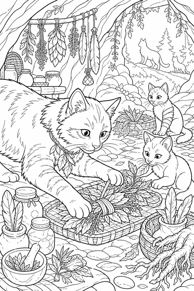 Warrior Cat Medicine Cat Herb Den printable coloring page