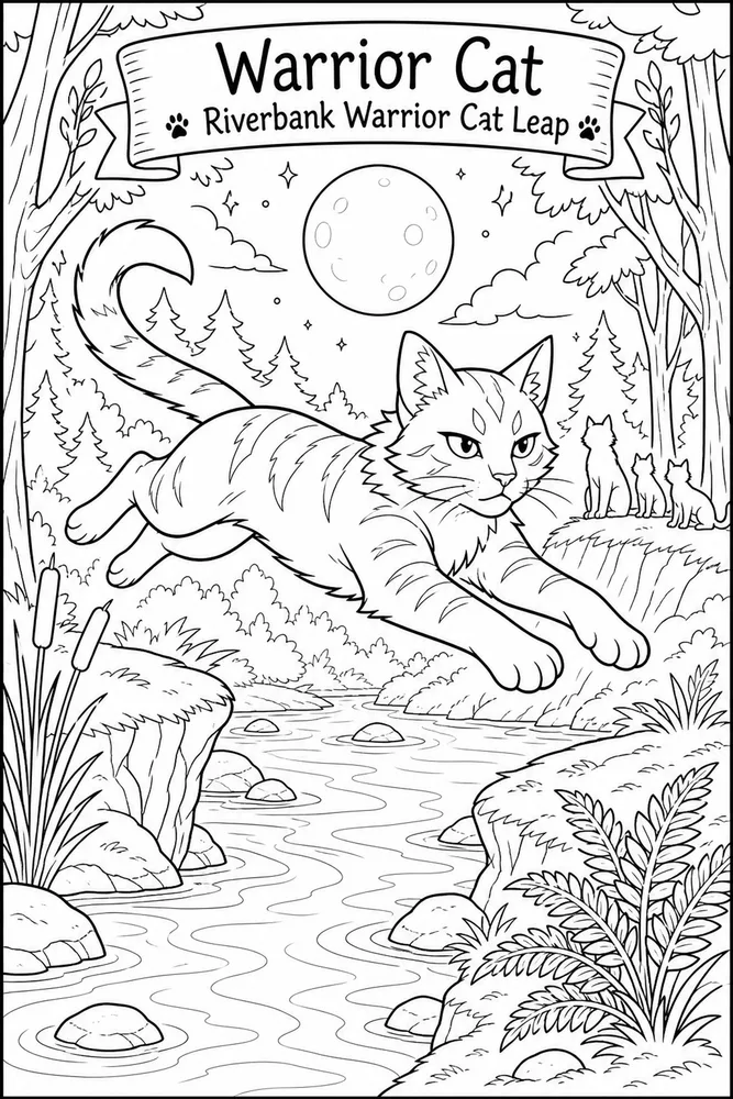 Warrior Cat Riverbank Warrior Cat Leap printable coloring page