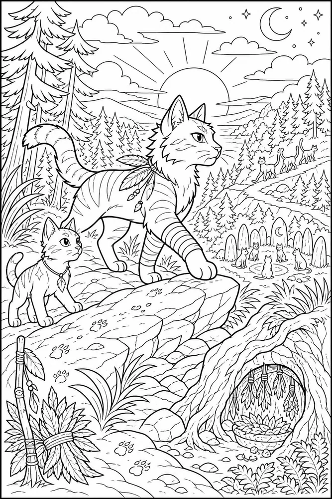 Warrior Cat Sunset Warrior Cat Ridge printable coloring page