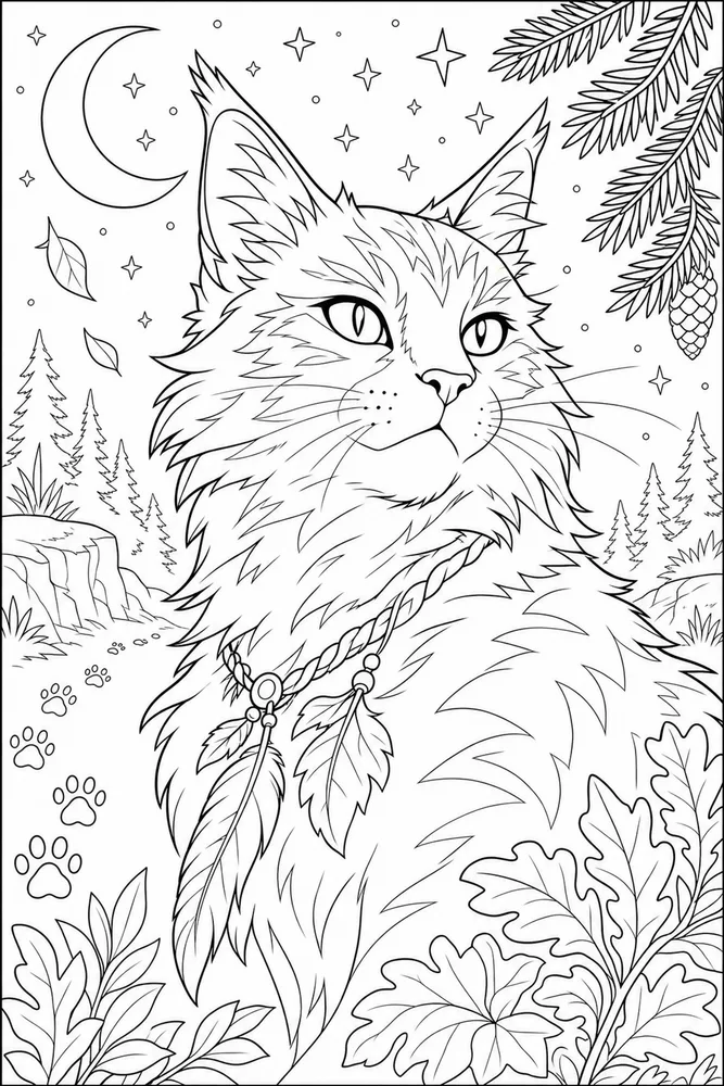 Warrior Cat Warrior Cat Starry Sky Portrait printable coloring page