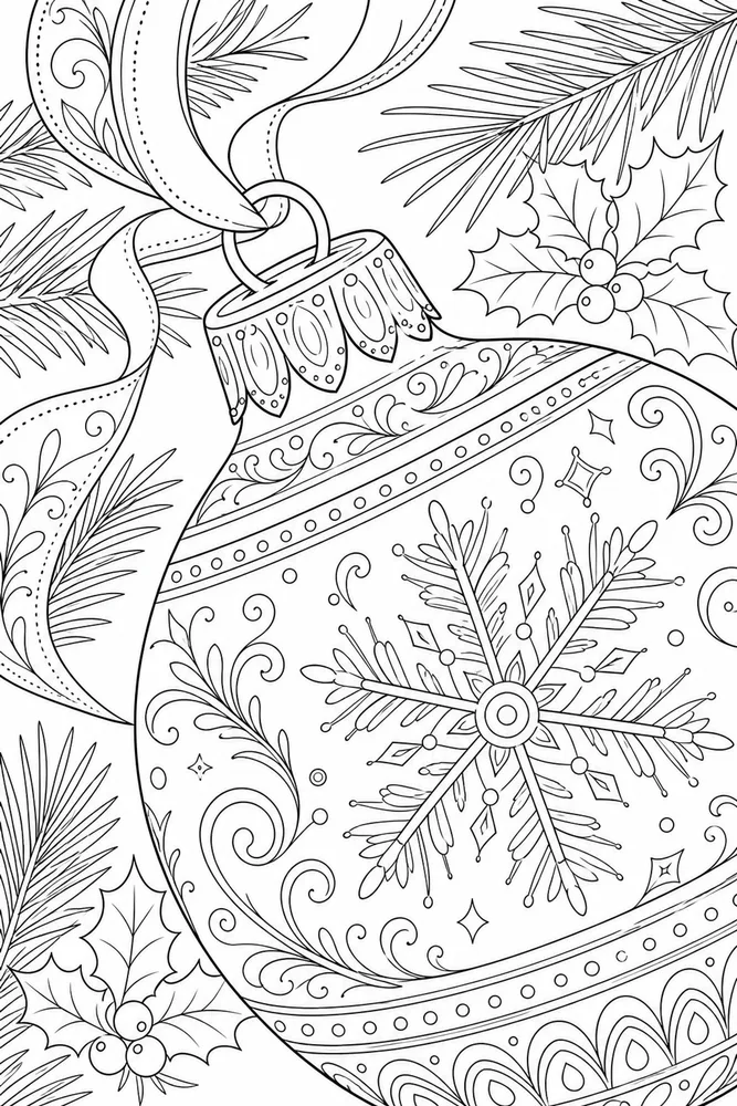 Christmas Coloring Pages for Adults Christmas coloring pages for adults close up detail coloring page