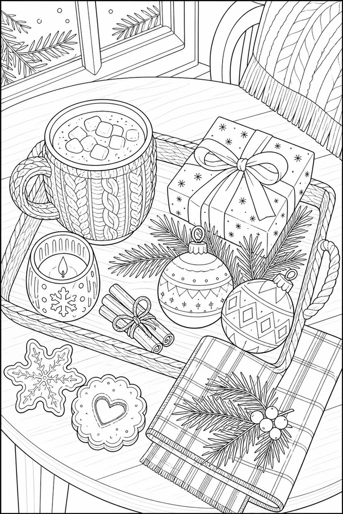 Christmas Coloring Pages for Adults Christmas coloring pages for adults cozy indoor moment coloring page