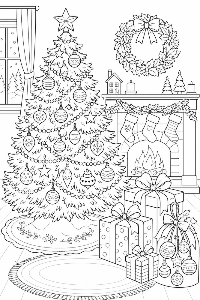 Christmas Coloring Pages for Adults Christmas coloring pages for adults family scene coloring page