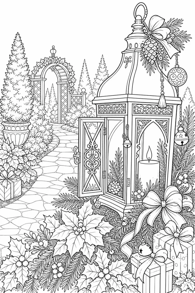 Christmas Coloring Pages for Adults Christmas coloring pages for adults garden setting coloring page