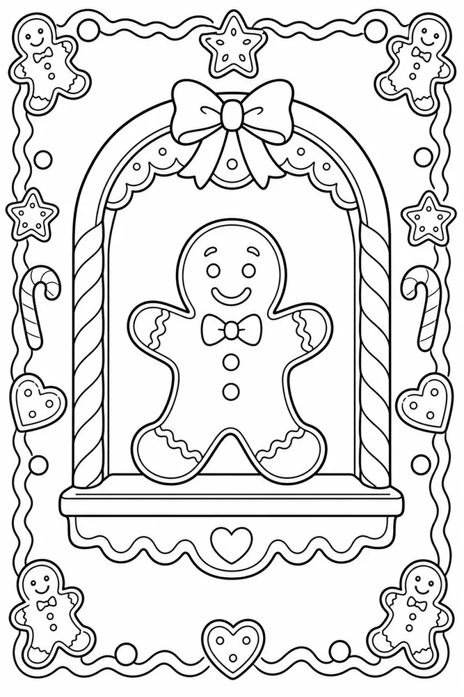 Christmas Gingerbread Christmas gingerbread decorative border coloring page